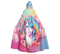YYHWHJDE Rainbow Unicorn Prints Halloween Adult Hooded Cloak for Parties and Costumes