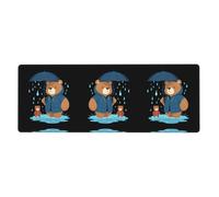 YYHWHJDE Rainy Day Bear Pattern Extra Large Mouse Pad Strong Adhesion, Durable, Precise Locking Edge 12x31.5in