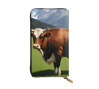 YYHWHJDE Real Swiss Cow Brown Printing Quality Leather Long Clutch Wallet Designed for Fashion Girls and Women Stylish 7.48 x 4.13 in