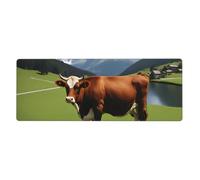 YYHWHJDE Real Swiss Cow Brown Prints Extra Large Mouse pad Mousepad 12x31.5in for Office Gaming Learning