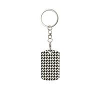 YYHWHJDE Rectangular Metal Keychain for Men and Women strong and sturdy houndstooth black Printed