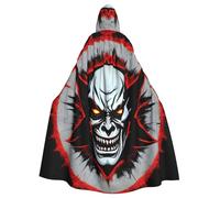 YYHWHJDE Red and Black Evil Ghost Printing Halloween Adult Hooded Cloak for Parties and Costume Events