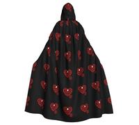 YYHWHJDE Red and black plaid love Printing Halloween Adult Hooded Cloak for Parties and Costume Events
