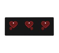 YYHWHJDE Red and Black Plaid Love Prints Extra Large Mouse pad Mousepad 12x31.5in for Office Gaming Learning