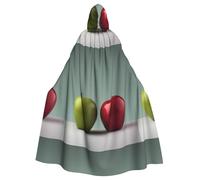 YYHWHJDE Red And Green Apple Pattern Halloween Adult Hooded Cape Cloak For Role-Playing, Stage Costumes, Parties Easy Care