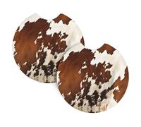 YYHWHJDE Red and white cowhide Prints Car Cup Coasters 2-Pack - Absorbent Neoprene Drink Layers, Protect Your Ride & Add a Stylish Touch - Heat Resistant, Non-Slip