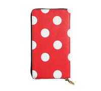 YYHWHJDE red and White Polka dots Printing Quality Leather Long Clutch Wallet Designed for Fashion Girls and Women Stylish 7.48 x 4.13 in