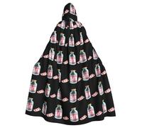 YYHWHJDE Red banknotes in a glass jar Printing Halloween Adult Hooded Cloak for Parties and Costume Events