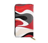YYHWHJDE red Black White Abstract Printing Quality Leather Long Clutch Wallet Designed for Fashion Girls and Women Stylish 7.48 x 4.13 in