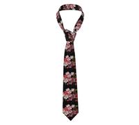 YYHWHJDE red cherry blossom Pattern Men's tie classic style suit cravat suitable for holidays and work
