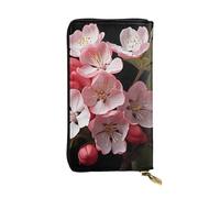 YYHWHJDE red cherry blossom Printed Leather long clutch wallet Designed for fashion girls and women stylish and personalized 7.48 x 4.13 in, Black, One Size