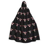 YYHWHJDE Red dragonfly on morning glory Printing Halloween Adult Hooded Cloak for Parties and Costume Events