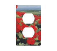 YYHWHJDE Red Geranium Potted Plant Pattern Double Socket Wall Panel Decorative for Residential and Commercial Areas 4.5x2.76in