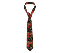YYHWHJDE Red geraniums Pattern Men's tie classic style suit cravat suitable for holidays and work