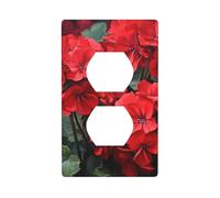 YYHWHJDE red Geraniums Picture Double Socket Wall Panel Decorative is Durable and Suitable for Socket Light Switch Accessories 4.5x2.76in