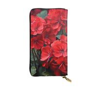 YYHWHJDE red Geraniums Picture Quality Leather Long Clutch Wallet Designed for Fashion Girls and Women Stylish 7.48 x 4.13 in