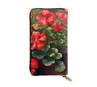 YYHWHJDE Red Geraniums Printing Quality Leather Long Clutch Wallet Designed for Fashion Girls and Women Stylish 7.48 x 4.13 in