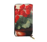 YYHWHJDE Red Geraniums Printing Quality Leather Long Clutch Wallet Designed for Fashion Girls and Women Stylish 7.48 x 4.13 in