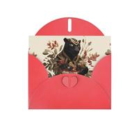 YYHWHJDE Red Greeting Card A Bumper Crop Of Panthers Pattern Perfect for Valentine's Day, Wedding Anniversary & Party Invitations