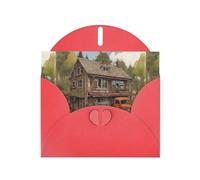 YYHWHJDE Red Greeting Card A House Pattern Perfect for Valentine's Day, Wedding Anniversary & Party Invitations