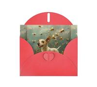 YYHWHJDE Red Greeting Card A Puppy Catching Bees Pattern Perfect for Valentine's Day, Wedding Anniversary & Party Invitations