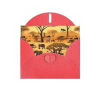 YYHWHJDE Red Greeting Card African grassland animals Prints for Christmas, Children's Birthday, Valentine's Day, and Party Invitation