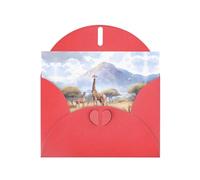 YYHWHJDE Red Greeting Card African Savanna Giraffe Pattern for Christmas, Children's Birthday, Valentine's Day, and Party Invitation