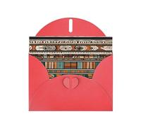 YYHWHJDE Red Greeting Card African Tribal Ethnic Pattern for Christmas, Children's Birthday, Valentine's Day, and Party Invitation