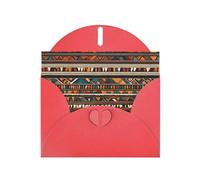 YYHWHJDE Red Greeting Card African Tribal Ethnic Texture Pattern for Christmas, Children's Birthday, Valentine's Day, and Party Invitation