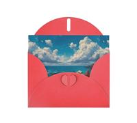 YYHWHJDE Red Greeting Card Airplanes On The Coast Pattern Perfect for Valentine's Day, Wedding Anniversary & Party Invitations