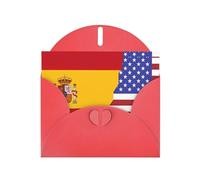 YYHWHJDE Red Greeting Card American Spain Flag Prints for Christmas, Children's Birthday, Valentine's Day, and Party Invitation