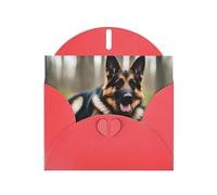 YYHWHJDE Red Greeting Card Animal german shepherd Pattern for Festive Birthday Party Invitation