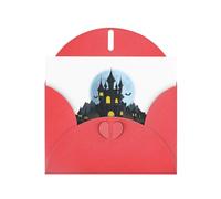 YYHWHJDE Red Greeting Card Bat Castle Picture for Festive Birthday Party Invitation