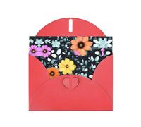YYHWHJDE Red Greeting Card Beautiful colourful flowers Pattern for Christmas, Children's Birthday, Valentine's Day, and Party Invitation