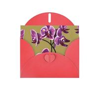 YYHWHJDE Red Greeting Card Beautiful Orchids Pattern for Christmas, Children's Birthday, Valentine's Day, and Party Invitation