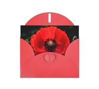 YYHWHJDE Red Greeting Card Beautiful Red Poppy Flower Pattern for Festive Birthday Party Invitation