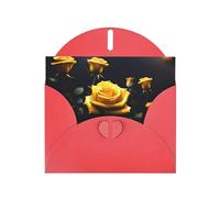 YYHWHJDE Red Greeting Card Beautiful yellow roses Prints for Christmas, Children's Birthday, Valentine's Day, and Party Invitation