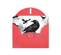 YYHWHJDE Red Greeting Card Black Crow Birds Prints for Christmas, Children's Birthday, Valentine's Day, and Party Invitation