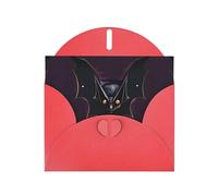 YYHWHJDE Red Greeting Card Black Ghost Bat Prints for Christmas, Children's Birthday, Valentine's Day, and Party Invitation