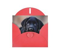 YYHWHJDE Red Greeting Card Black Labrador Puppy Pattern for Festive Birthday Party Invitation