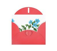 YYHWHJDE Red Greeting Card Blooming small blue flowers Pattern for Festive Birthday Party Invitation
