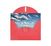 YYHWHJDE Red Greeting Card Blue sky and white clouds Prints for Christmas, Children's Birthday, Valentine's Day, and Party Invitation