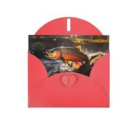 YYHWHJDE Red Greeting Card Brook Trout Fly Fishing Pattern for Christmas, Children's Birthday, Valentine's Day, and Party Invitation