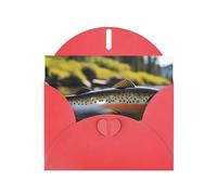 YYHWHJDE Red Greeting Card Brook Trout Fly Fishing Prints for Christmas, Children's Birthday, Valentine's Day, and Party Invitation