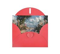YYHWHJDE Red Greeting Card Bubbles on the path Pattern Perfect for Valentine's Day, Wedding Anniversary & Party Invitations