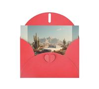 YYHWHJDE Red Greeting Card Car in the desert Pattern Perfect for Valentine's Day, Wedding Anniversary & Party Invitations