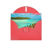 YYHWHJDE Red Greeting Card Caribbean Scenery Prints for Christmas, Children's Birthday, Valentine's Day, and Party Invitation