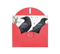 YYHWHJDE Red Greeting Card Cartoon black Ravens Prints for Christmas, Children's Birthday, Valentine's Day, and Party Invitation