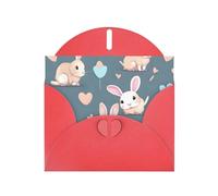 YYHWHJDE Red Greeting Card Cartoon cute bunny Prints for Christmas, Children's Birthday, Valentine's Day, and Party Invitation