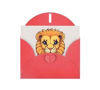 YYHWHJDE Red Greeting Card Cartoon cute little lion Pattern for Festive Birthday Party Invitation